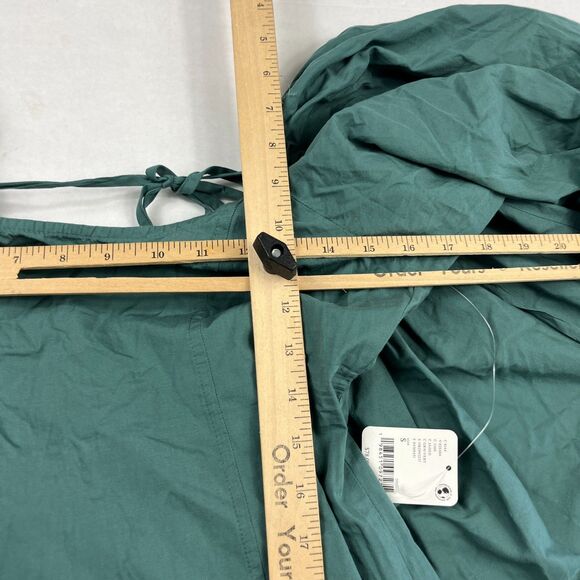 Free People NWT Statement Puff Sleeve Blouse Green Cotton Romantic Cottage Top S - Picture 8 of 12